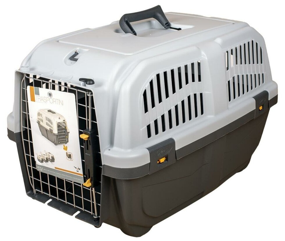 MPS переноска для собак и кошек SKUDO 3 60х41х40h см с металлической дверцей с замком серая - фотография № 16