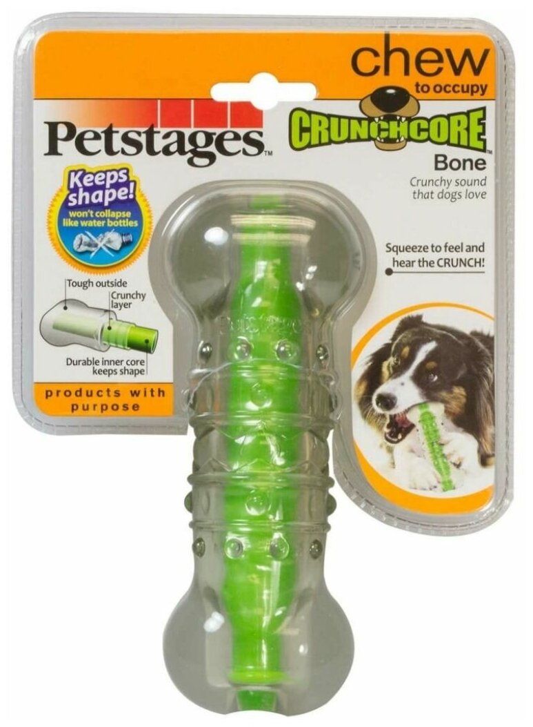 Petstages игрушка для собак "Хрустящая косточка" резиновая 10 см малая - фотография № 8