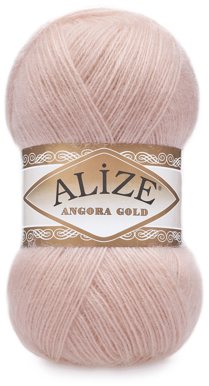 Пряжа Alize Angora Gold (Ангора Голд) 161 розовая пудра 20% шерсть, 80% акрил 100г 550м 5шт