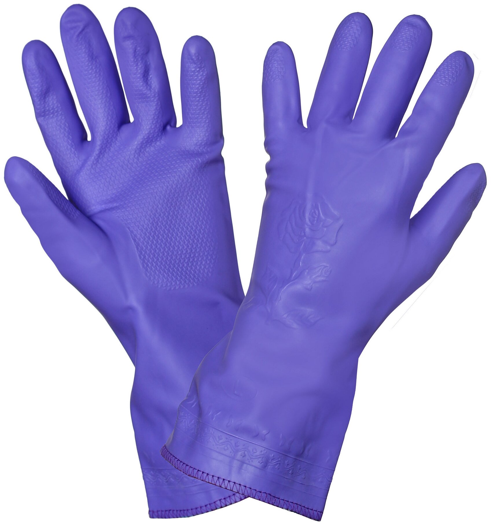 фото Перчатки ПВХ хозяйственные с подкладкой (L), фиолетовые AIRLINE