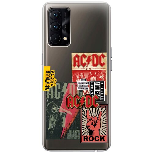 Силиконовый чехол с принтом AC/DC Stickers для Realme GT Master Edition / Рилми ГТ Мастер Едишн силиконовый чехол с принтом foxes and feathers для realme gt master edition рилми гт мастер едишн