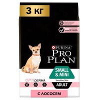 Сухой корм для собак мелких пород PRO PLAN Adult Small & Mini Sensitive Skin Opti Derma при чувствительной коже с лососем 3 кг