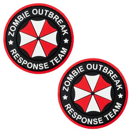 Набор нашивок из 2 шт. (шеврон патчи ) Zombie outbreak-response team 3D на липучке D-6,5 черные