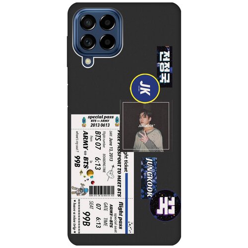 Матовый чехол BTS Stickers для Samsung Galaxy M53 5G / Самсунг М53 5г с 3D эффектом черный матовый чехол avo mom для samsung galaxy m53 5g самсунг м53 5г с 3d эффектом черный