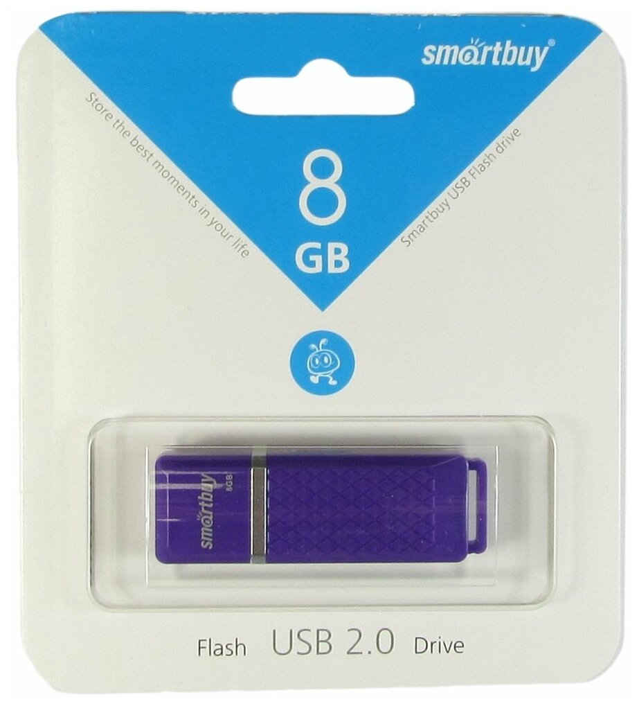 Флеш-диск 8 GB, SMARTBUY Quartz, USB 2.0, фиолетовый, SB8GBQZ-V