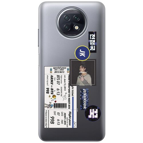 Силиконовый чехол с принтом BTS Stickers для Xiaomi Redmi Note 9T / Сяоми Редми Ноут 9Т силиконовый чехол на xiaomi redmi note 9t сяоми редми ноут 9т с 3d принтом jam прозрачный