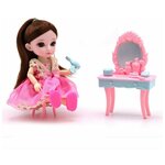 Кукла шарнирная Малышка Лили, игровой набор туалетный столик, 16 см, Funky toys, FT72011 - изображение