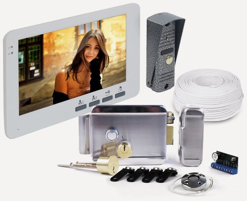 Изображение товара Комплект цветной домофон 8-дюймов и замок: EP-4805 плюс Anxing Lock-Зенит и вызывная панель - замок с домофоном для калитки