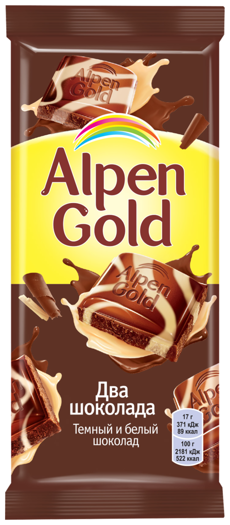 Шоколад Alpen Gold Два Шоколада темный и белый, 85 г - фотография № 7