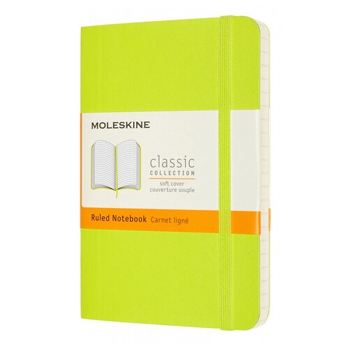 Записная книжка в линейку Moleskine Classic Soft Pocket, 90x140 мм 192 стр мягкая обложка, лайм