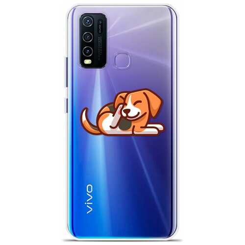 Силиконовый чехол на Vivo Y50 Бигль с лапой / для Виво У50