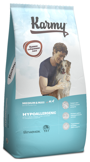 Корм сухой Karmy Hypoallergenic Medium & Maxi Ягненок для собак средних и крупных пород, 14 кг