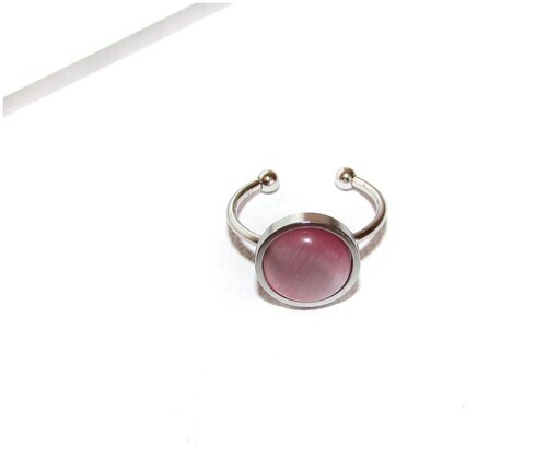 Кольцо помолвочное ZHEN_STUDIO, кошачий глаз синтетический, размер 16.5, розовый