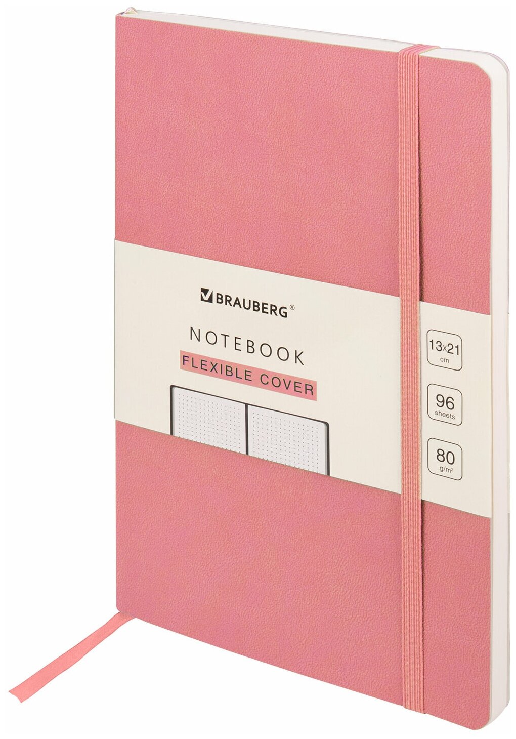 Бизнес-блокнот / записная книжка мужской / женский А5 (130х210 мм), Brauberg Ultra, под кожу, 80 г/м2, 96 л., в точку, светло-розовый