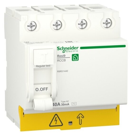 Устройство защитного отключения (УЗО) Systeme Electric (schneider Electric) SCHNEIDER ELECTRIC RESI9 40А 4P 30мА тип AC, R9R51440