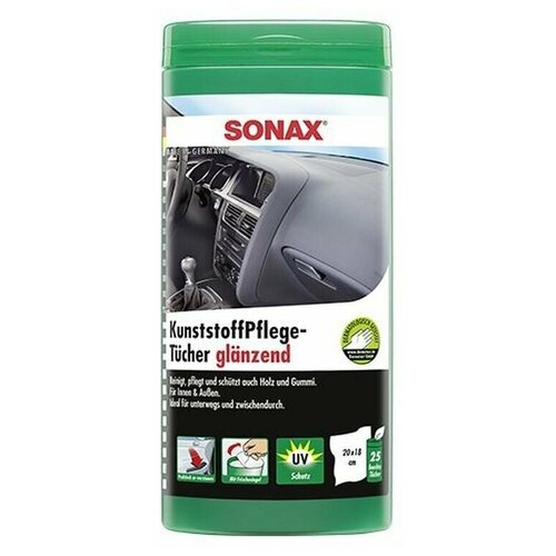 SONAX Plastic care wipes cалфетки для очистки пластика в тубе, 25шт