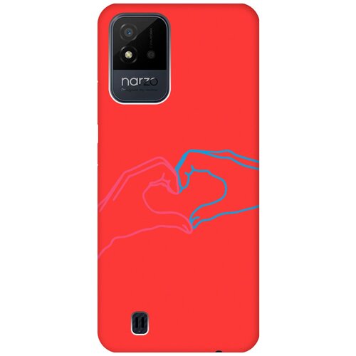 Силиконовый чехол на Realme narzo 50i, Рилми Нарзо 50и Silky Touch Premium с принтом Fall in Love красный матовый soft touch силиконовый чехол на realme narzo 50i рилми нарзо 50и с 3d принтом raccon in a hollow черный