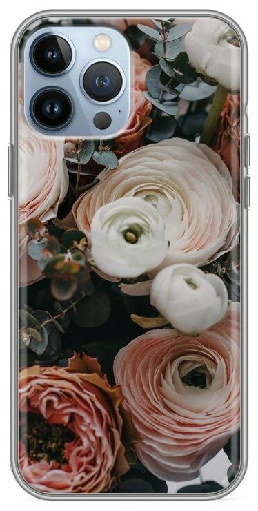 Дизайнерский силиконовый чехол для Айфон 13 Про Макс / Iphone 13 Pro Max Цветы