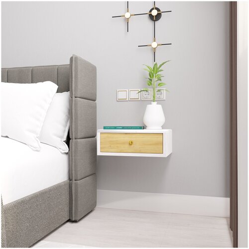 Подвесная тумба тумбочка прикроватная с ящиком из массива