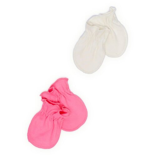 Рукавички-антицарапки для новорожденных, комплект 2 пары (цвет: розовый, молочный) варежки-нецарапки, царапки детские