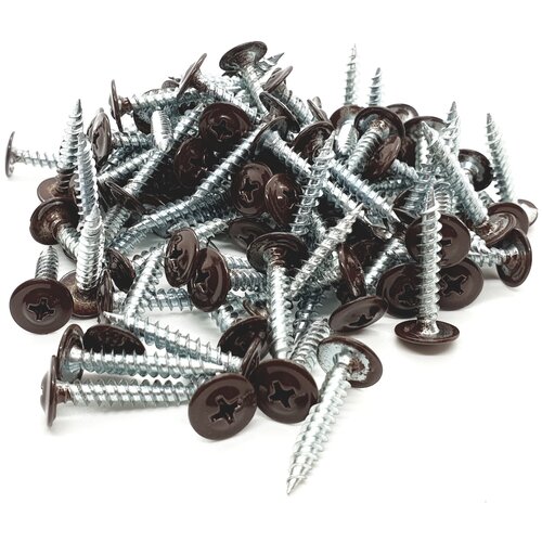 Саморез с прессшайбой 4.2х25 острый, шоколадно-коричневый (8017) 100шт