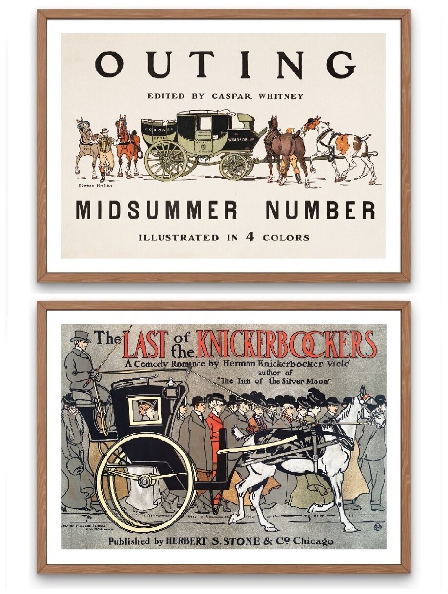 Набор интерьерных постеров 30х 40 см "Винтажные плакаты" 2 шт, без рамок / картины для интерьера