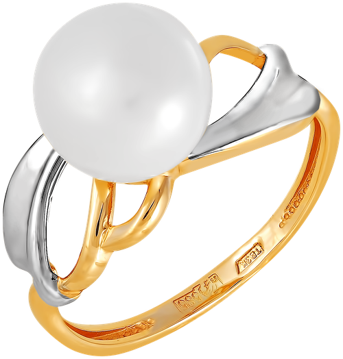 Кольцо АЙМИЛА, красное золото, 585 проба, жемчуг пресноводный, размер 18, золотой, белый