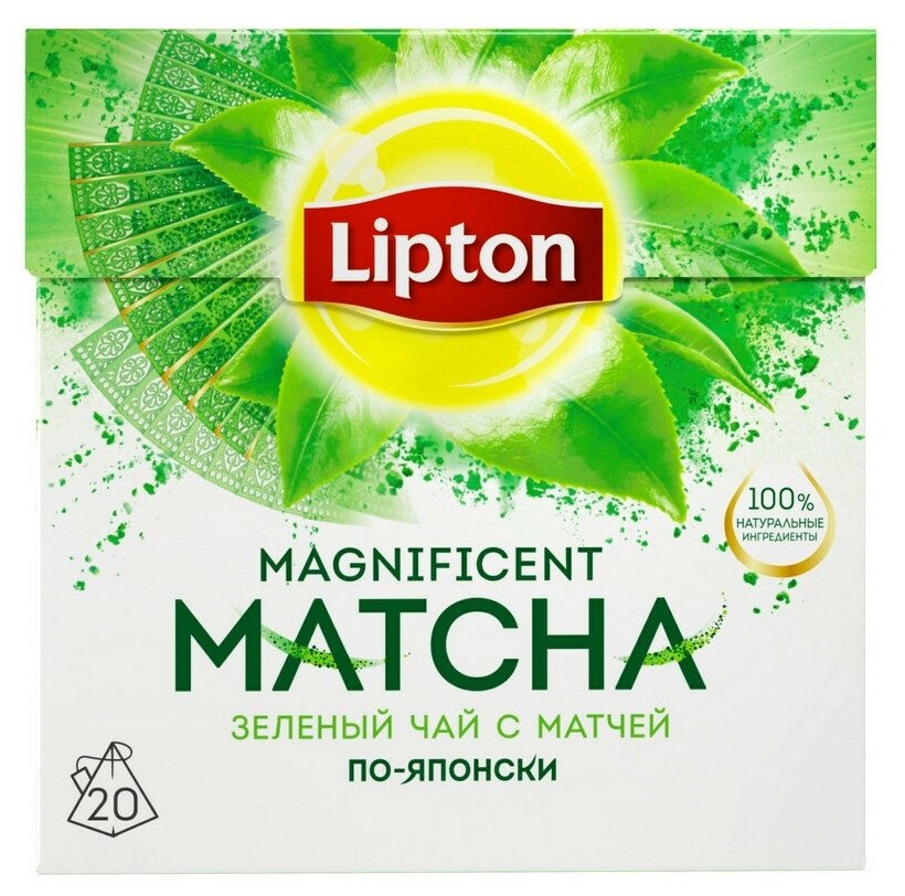 Чай зеленый в пирамидках Lipton Magnificent Matcha 20 пакетиков - фотография № 2