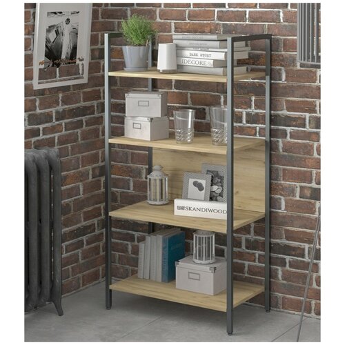 Стеллаж, этажерка, пенал, шкаф для книг металлический напольный SKANDIWOOD Bergen (Chicago) 60x30x120 см, белый