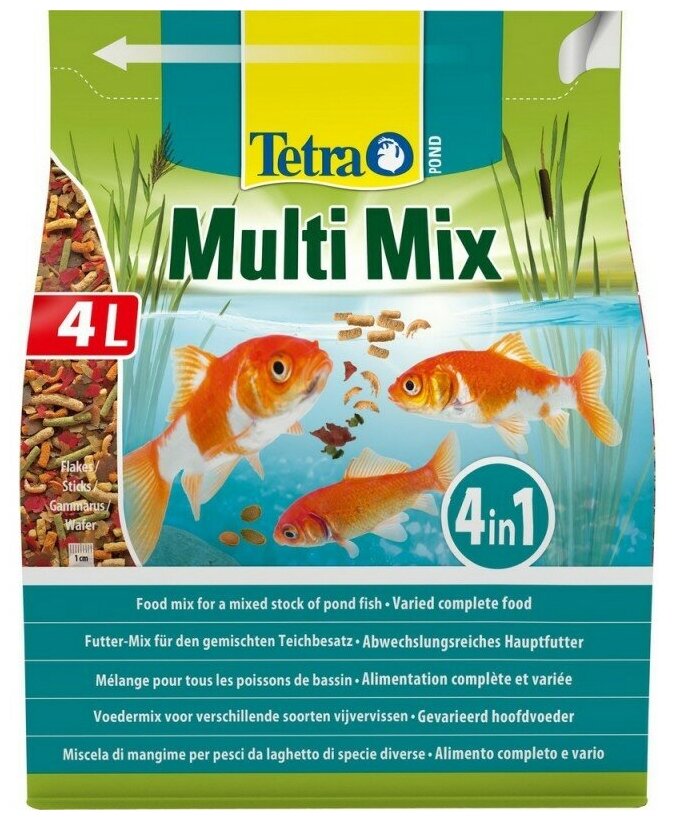 Tetra Pond MultiMix корм для пруд.рыб (гранулы, хлопья, таблетки, гаммарус), 4 л - фотография № 3