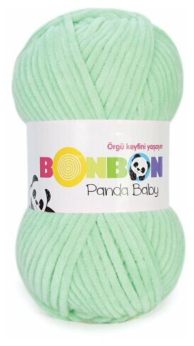 Пряжа плюшевая Bonbon Panda Baby 100г/120м, 100% полиэстер - 1 шт, цвет: 3083 светлая мята