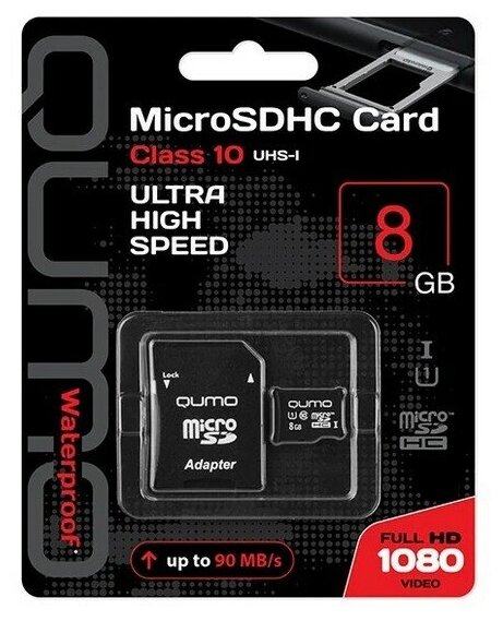 Карта памяти MicroSD 8Гб QUMO QM8GMICSDHC10U1