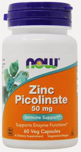Изображение товара Цинк Пиколинат NOW Zinc Picolinate 50 mg - 60 Veg Capsules