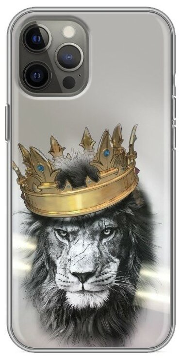 Дизайнерский силиконовый чехол для Айфон 12 Про Макс / Iphone 12 Pro Max Лев с короной