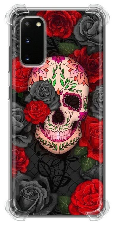 Дизайнерский силиконовый с усиленными углами чехол для Самсунг S20 / Samsung Galaxy S20 Яркие черепа