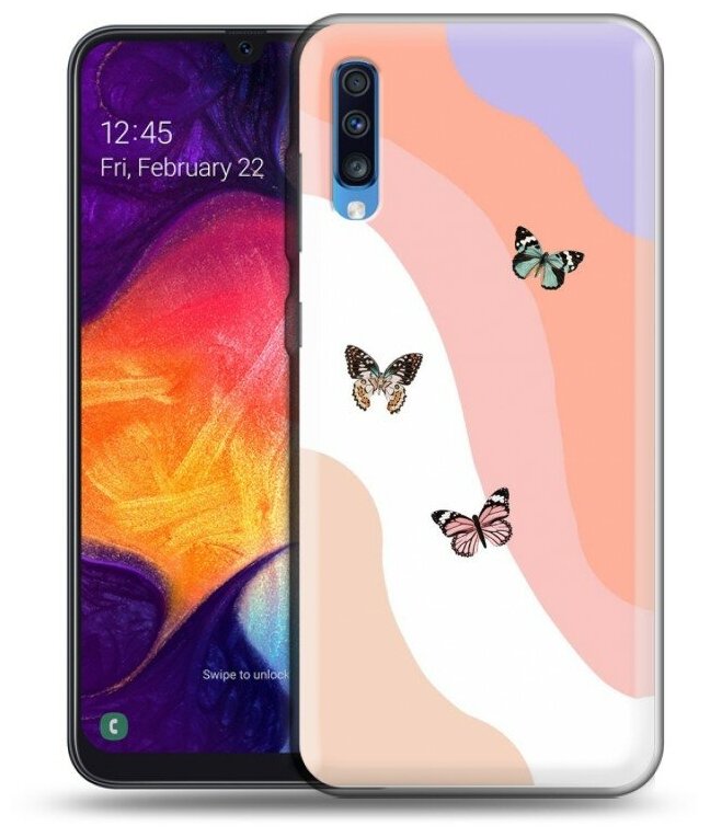 Дизайнерский силиконовый чехол для Самсунг Галакси А70 / Samsung Galaxy A70 Бабочки принт
