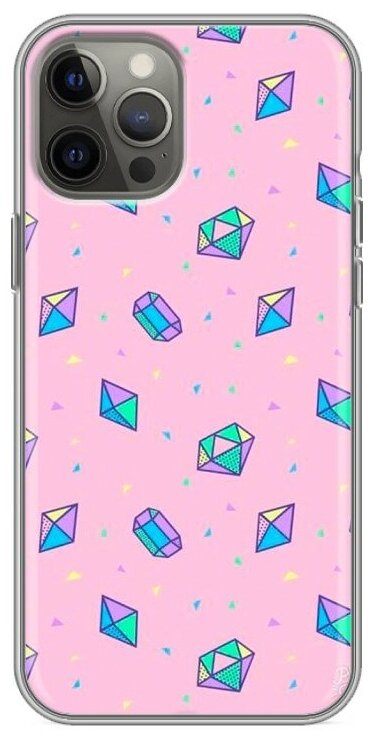 Дизайнерский силиконовый чехол для Айфон 12 Про Макс / Iphone 12 Pro Max Розовые алмазы