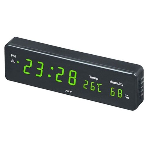 Электронные цифровые чёрные светящиеся Led часы будильник прямоугольные настольные с термометром, контролем влажности настенные/Для гостиной, спальни, детской, кухни