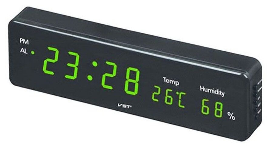Часы VST-805S-4 зеленое свечение (черный)
