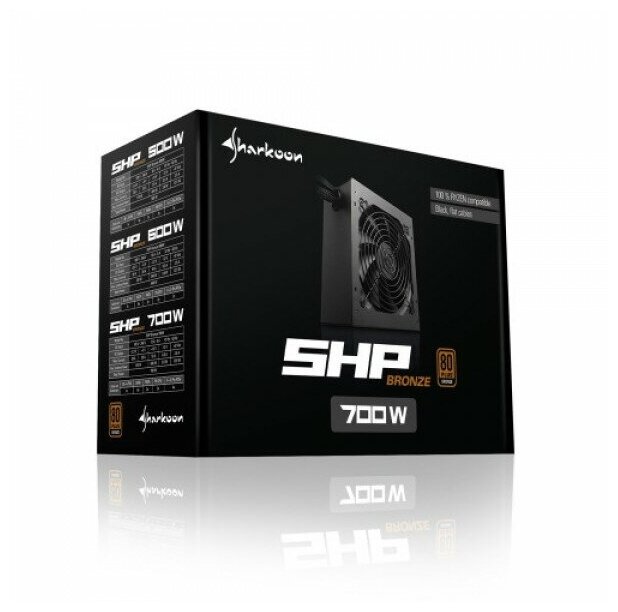 Sharkoon SHP Bronze 700W Игровой Блок питания чёрный (700 Вт, 80 Plus Bronze, 120 мм вентилятор)