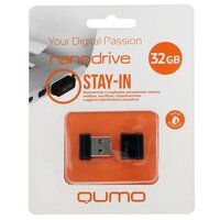 Флешка Qumo Nano Black, 32 Гб, USB2.0, черная 9247472