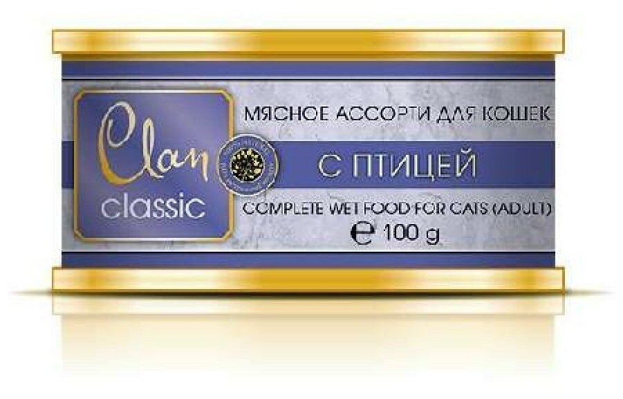 Влажный корм для кошек CLAN Classic Мясное ассорти, беззерновой, с птицей 2 шт. х 100 г (паштет) - фотография № 2