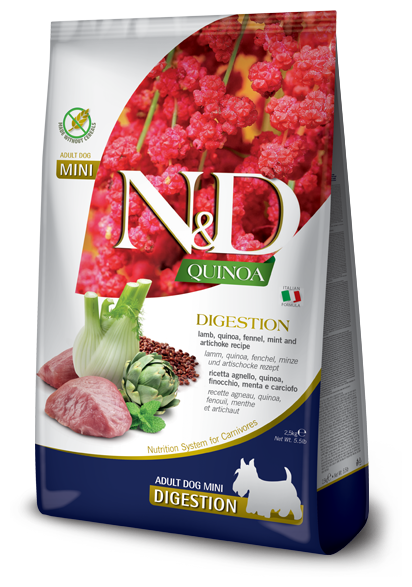 Farmina N&D Quinoa Digestion Lamb (Фармина НД Киноа при нарушениях переваривания пищи для взрослых собак мелких с ягненком)