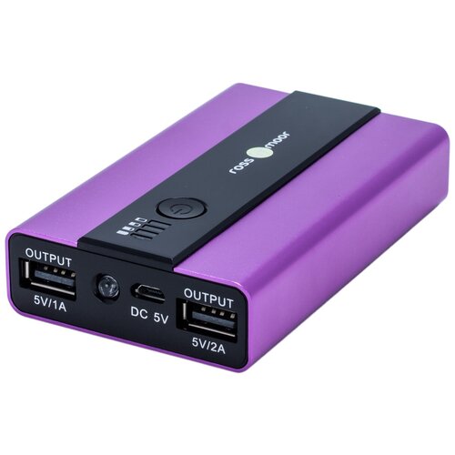 Универсальный внешний аккумулятор Ross Moor PB03M 6000 мАч фиолетовый Металлический корпус Фонарик USB 5В2АUSB 5В1А 89000₽