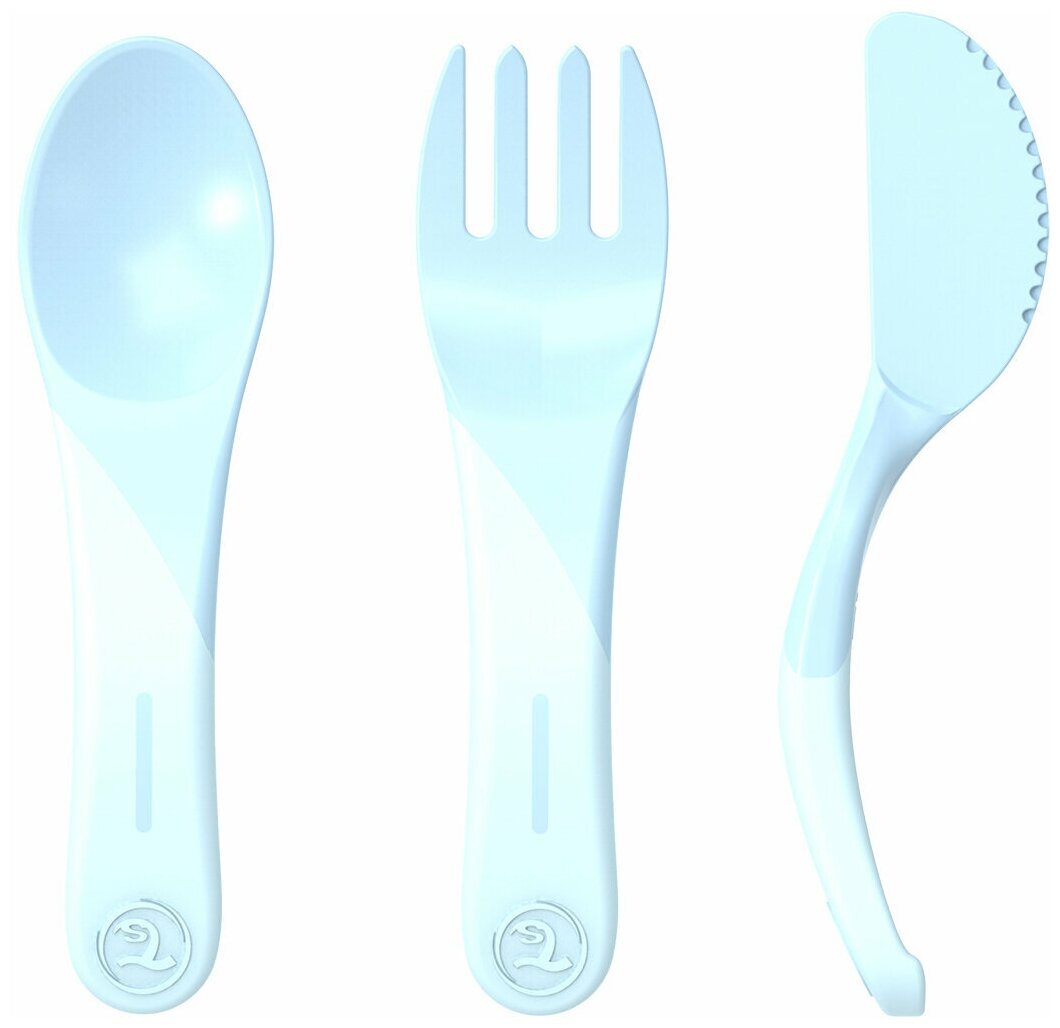 Набор приборов Twistshake (Learn Cutlery). Пастельный синий (Pastel Blue). Возраст 6+m. Арт. 78200