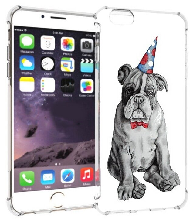 Чехол задняя-панель-накладка-бампер MyPads праздничный щенок для iPhone 6 plus/ 6S plus 5.5 (Айфон 6/6С+ плюс) противоударный