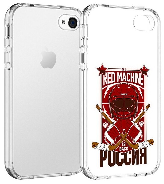 Чехол задняя-панель-накладка-бампер MyPads хоккей россия для iPhone 4/4S противоударный