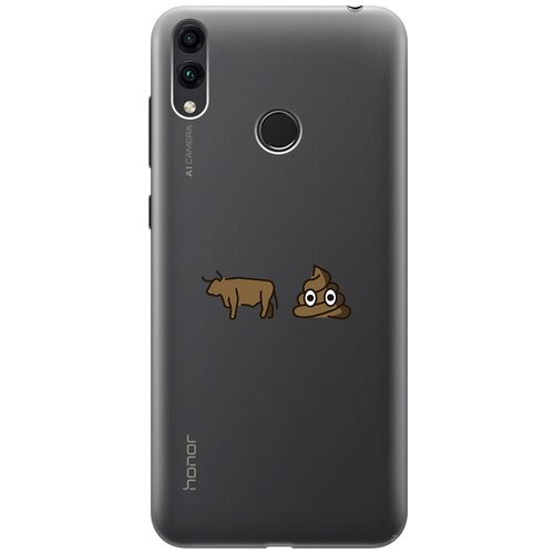 Силиконовый чехол с принтом Bull Shit для Honor 8C / Хонор 8С силиконовый чехол на honor 8c хонор 8с енот за стеклом