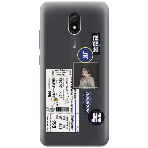 Силиконовый чехол с принтом BTS Stickers для Xiaomi Redmi 8A / Сяоми Редми 8А силиконовый чехол на xiaomi redmi 8a сяоми редми 8а с 3d принтом amazing irises прозрачный