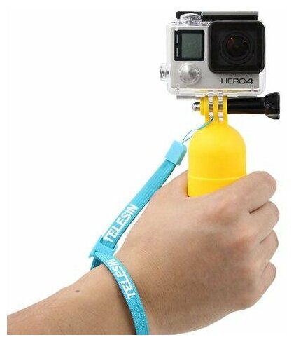 Ребристая желтая ручка-поплавок для экшн камер GoPro, DJI Osmo Action, Insta360 One R